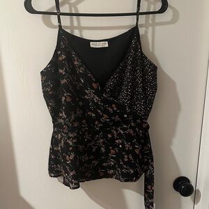 Paper Crane Black Floral Wrap Camisole